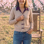 Cotton Collared Cardigan with Toggle Buttons