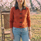 Cotton Collared Cardigan with Toggle Buttons