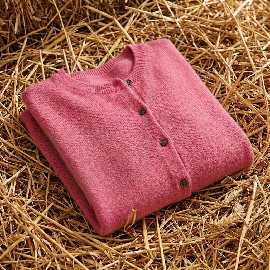 Cotton Crew Neck Button Cardigan