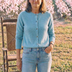 Cotton Crew Neck Button Cardigan