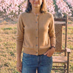 Cotton Crew Neck Button Cardigan