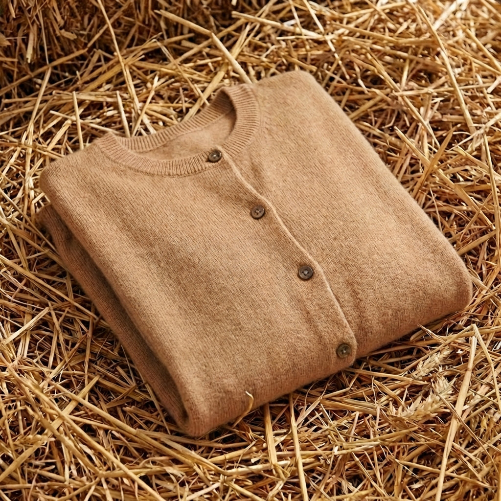 Cotton Crew Neck Button Cardigan
