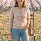 Cotton Crew Neck Button Cardigan