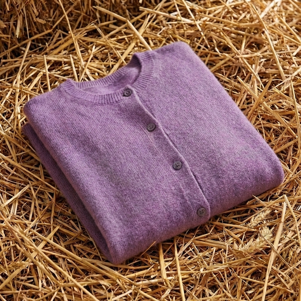 Cotton Crew Neck Button Cardigan