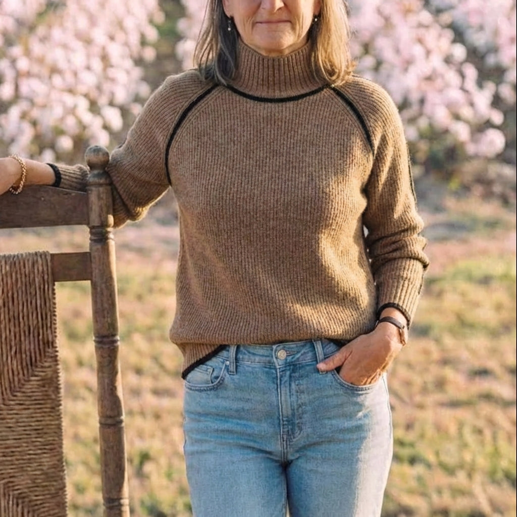 Cotton Knitted Block Sweater