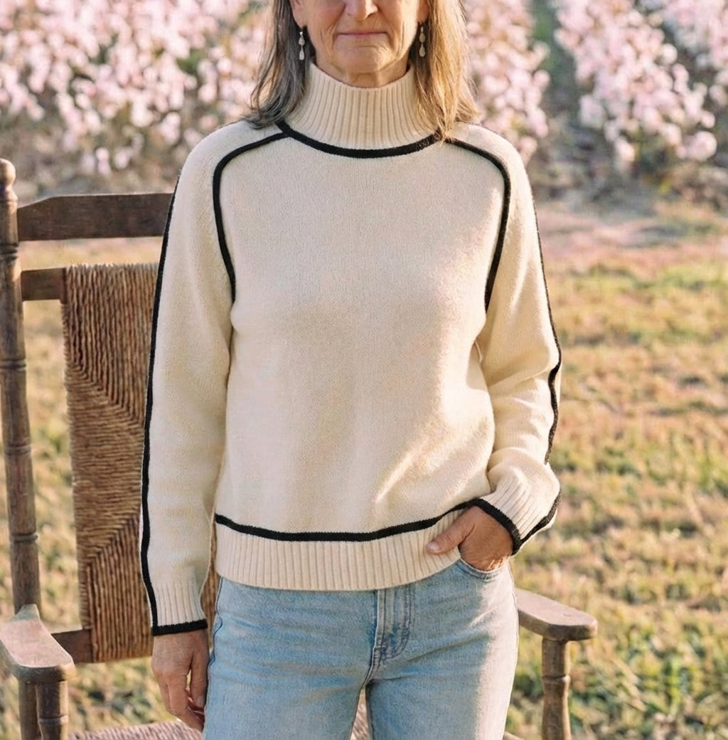 Cotton Knitted Block Sweater