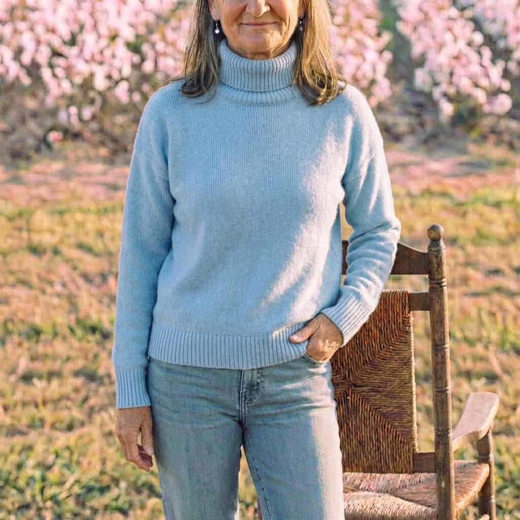 Cotton Turtleneck in Sky Blue