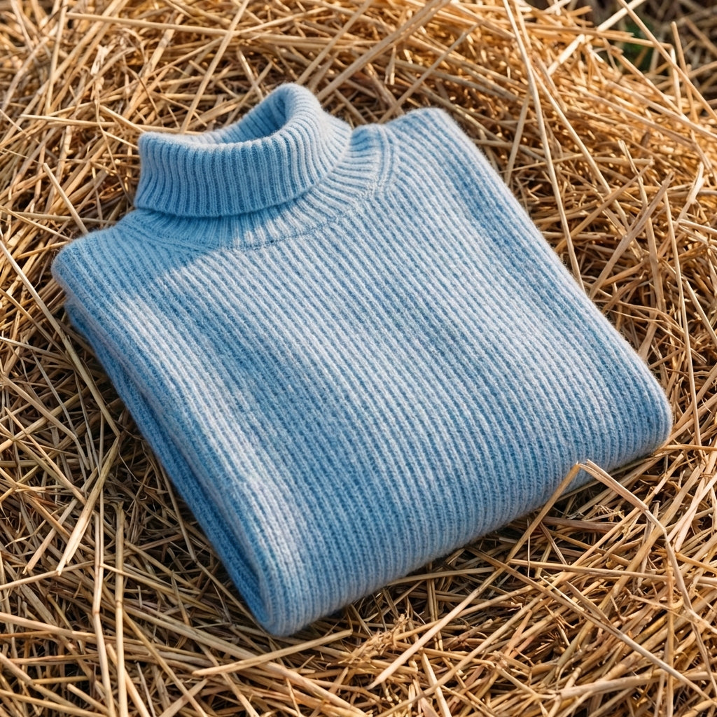 Cotton Turtleneck in Sky Blue