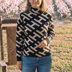 Cotton Sweater Black-White Abstract