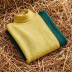 Cotton Turtleneck in Citrus and Emerald Green