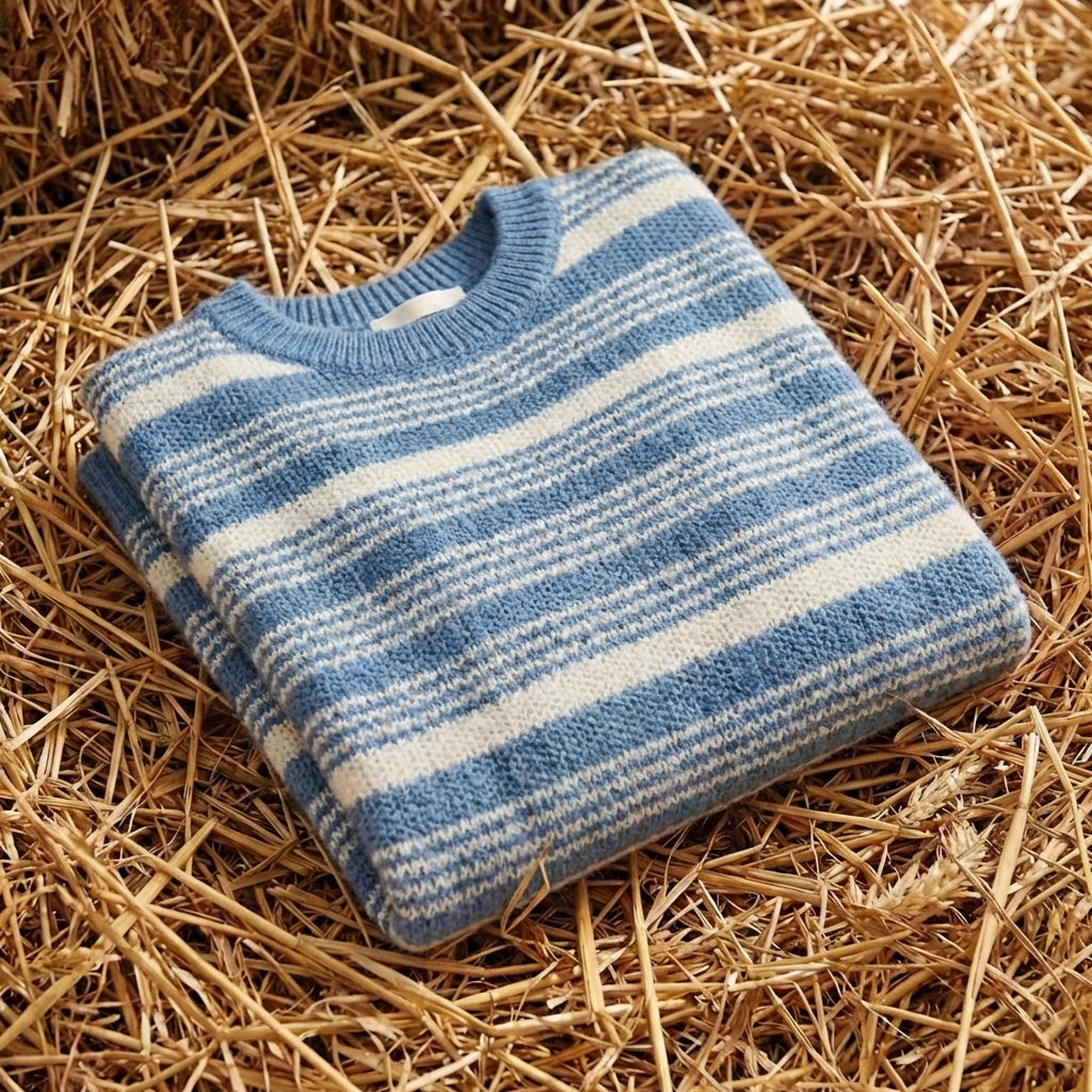 Cotton Sweater with Horizontal Stripes