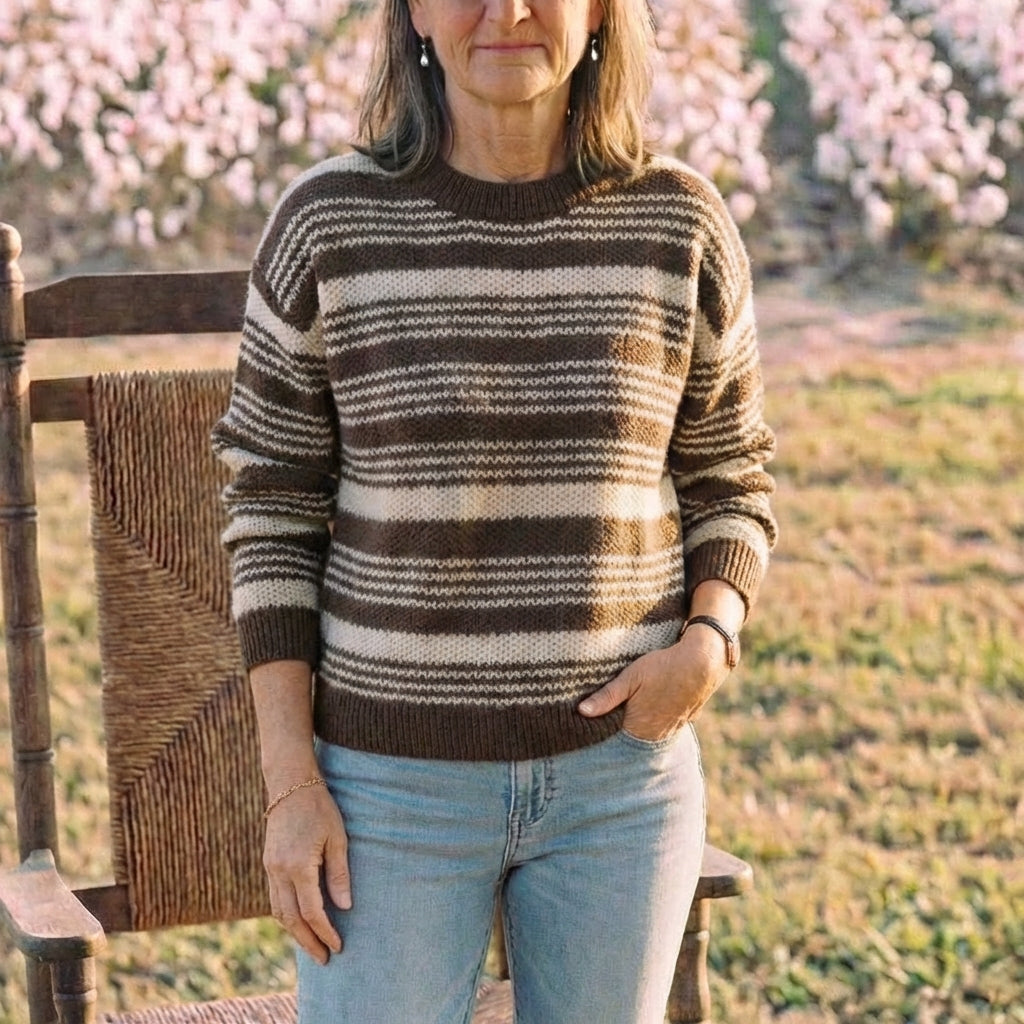 Cotton Sweater with Horizontal Stripes