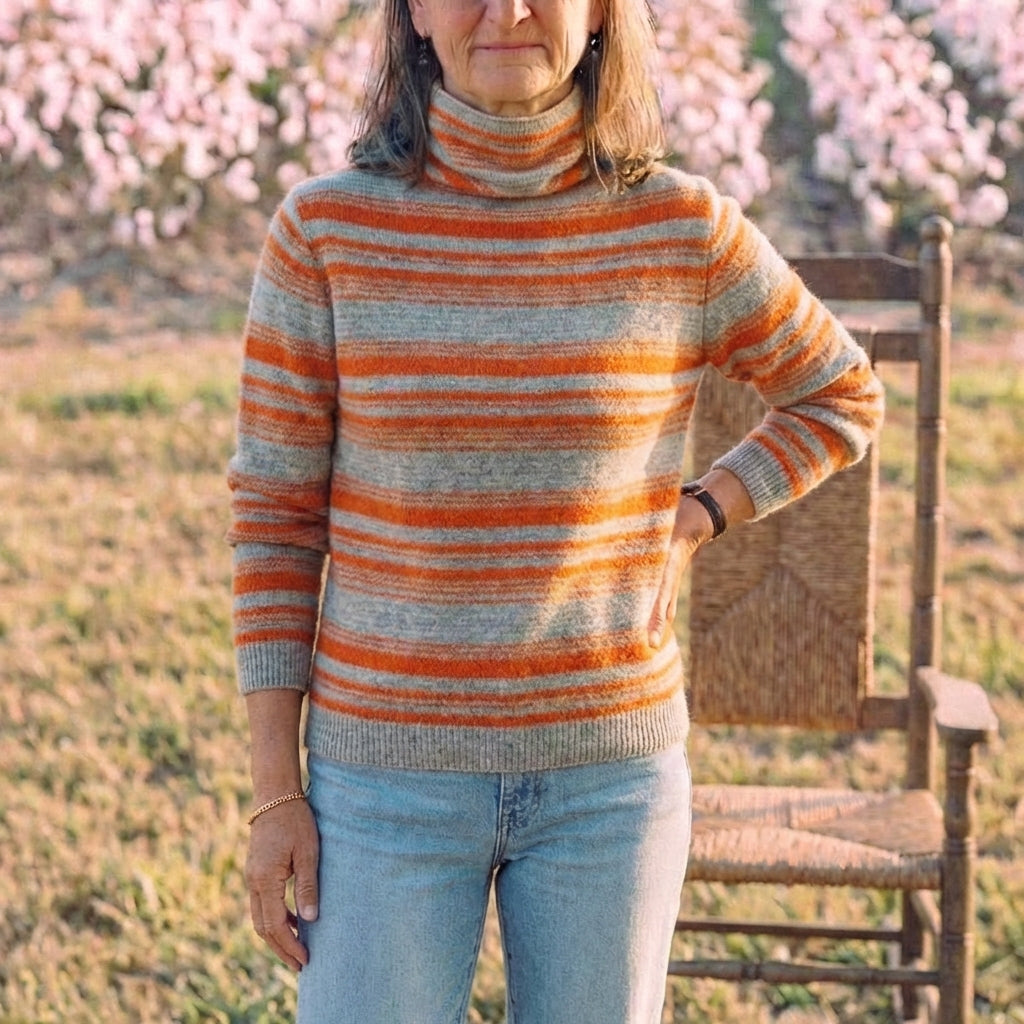 Cotton Sweater with Horizontal Stripes