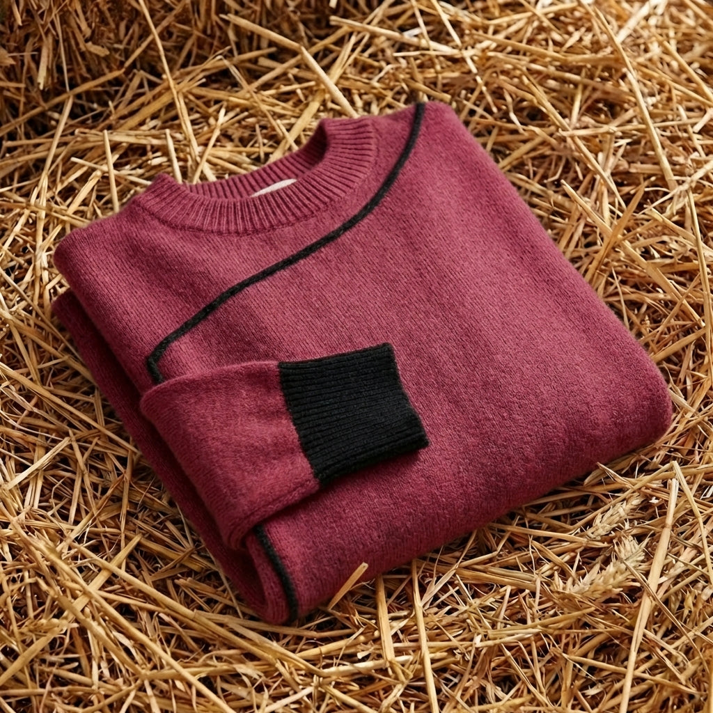 Cotton Turtleneck Sweater with Contrast Cuff