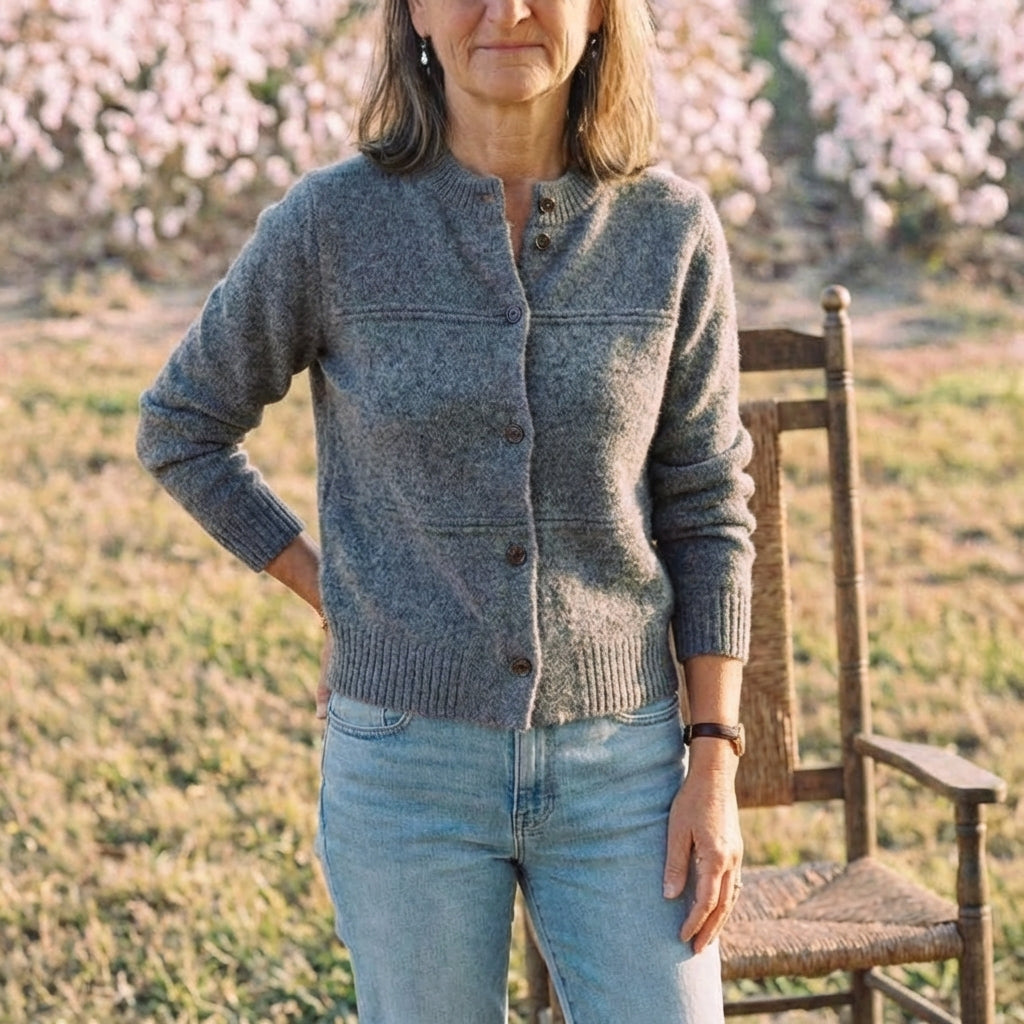 Cotton Turtle Neck Cardigan with Textured Knit