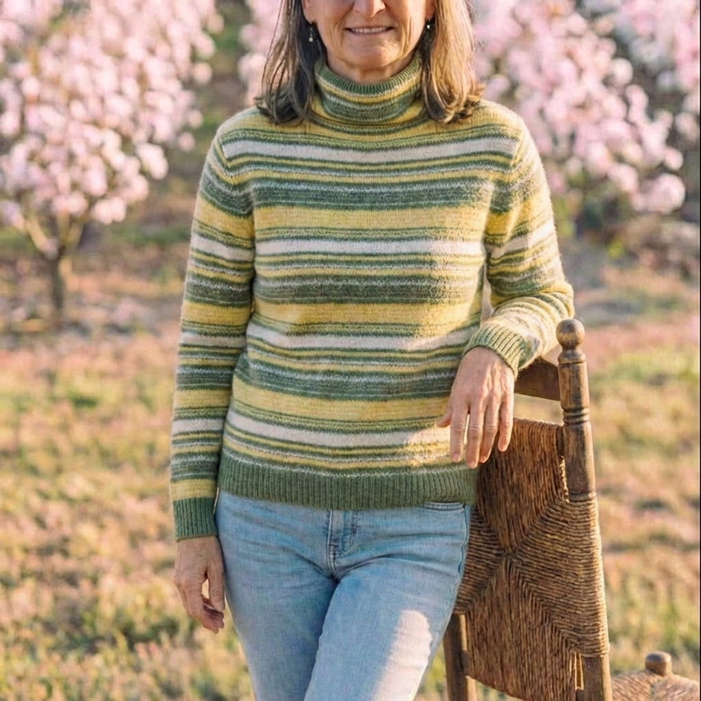 Cotton Sweater with Horizontal Stripes