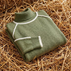 Cotton Turtleneck Sweater with Stripes